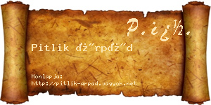 Pitlik Árpád névjegykártya